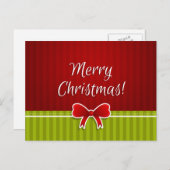 「伝統的聖降誕祭お目出とう!」 レッドグリーンデザイン シーズンポストカード (正面/裏面)