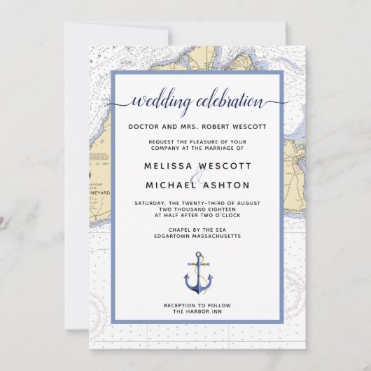 伝統的航海のマルタ結婚の 招待状 (正面)