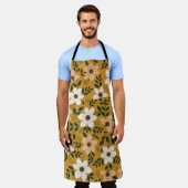 伝統的花：シームレスパターン エプロン (着用した状態)