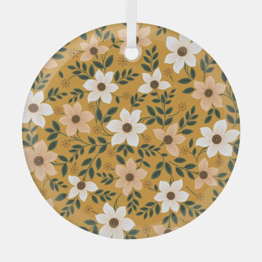 伝統的花:シームレスパターン ガラスオーナメント (正面)