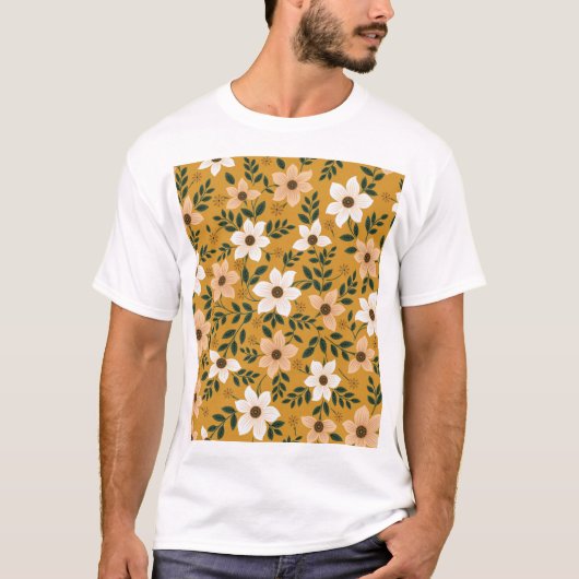 伝統的花：シームレスパターン Tシャツ (正面)