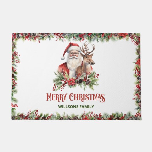 伝統的赤と白フェスティバル ドアマット (正面)