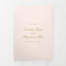 伝統的赤面ピンクエレガフォーマルントウェディング 三つ折り招待状
