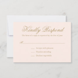 伝統的赤面ピンクエレガフォーマルントウェディング 出欠カード