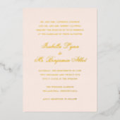 伝統的赤面ピンクエレガフォーマルントウェディング 箔招待状 (正面)