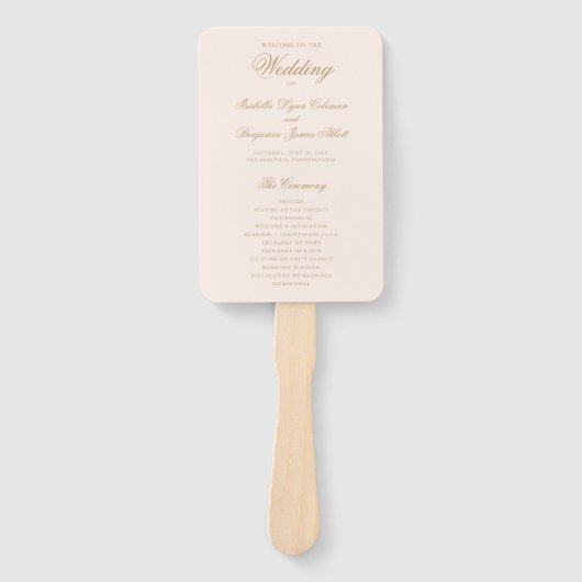 伝統的赤面ピンクフォーマル結婚式 プログラム ハンドファン (正面)