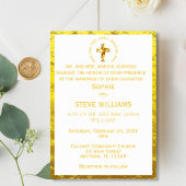 伝統的金ゴールドクリスチャン結婚クロス 招待状