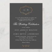 伝統的金ゴールドクレストモノグラ結婚ム 招待状 (正面)