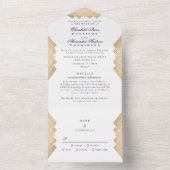 伝統的金ゴールドピラミッド幾何結婚ギャツビー オールインワン招待状 (内側)