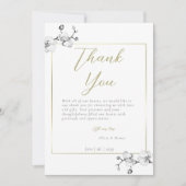 伝統的金ゴールドフレームホワイトオーキッドブライダルシャワー サンキューカード (正面)