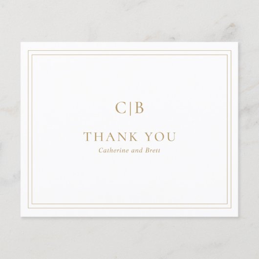 伝統的金ゴールド予算結婚のサンキューカード (正面)