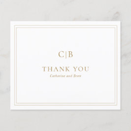 伝統的金ゴールド予算結婚のサンキューカード