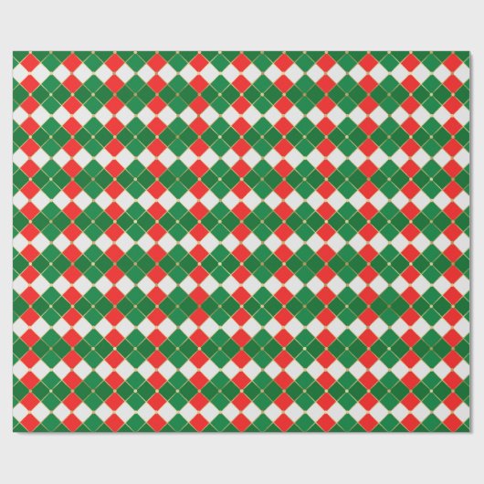 伝統的金ゴールド赤い緑の白ひし形のプライド ラッピングペーパー (フラット)