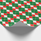 伝統的金ゴールド赤い緑の白ひし形のプライド ラッピングペーパー (角)