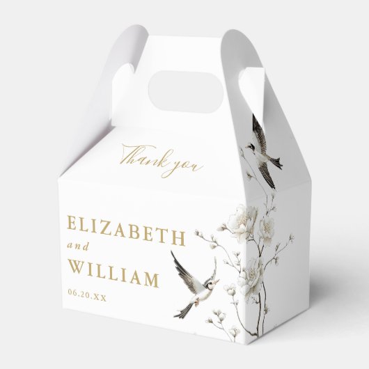 伝統的金ゴールドChinoiserie結婚's Thank You フェイバーボックス (正面サイド)