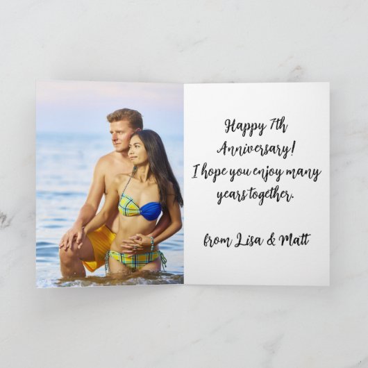 伝統的銅七周年記念の記念写真 カード (内部)