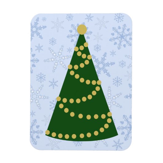 伝統的雪の上のクリスマスツリー マグネット (縦)