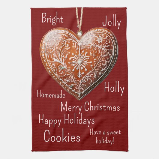 伝統的飾Christmas Cookie キッチンタオル (縦)