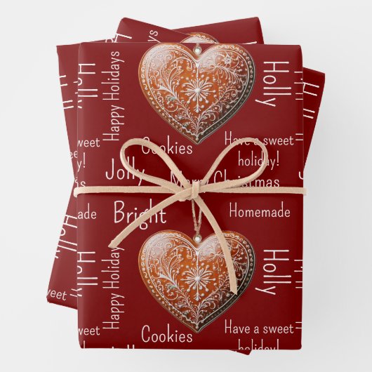 伝統的飾Christmas Cookie ラッピングペーパーシート (インサイチュ)