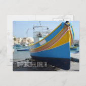 伝統的魚釣りボートマストライプのーザックスロクマルタ ポストカード (正面/裏面)