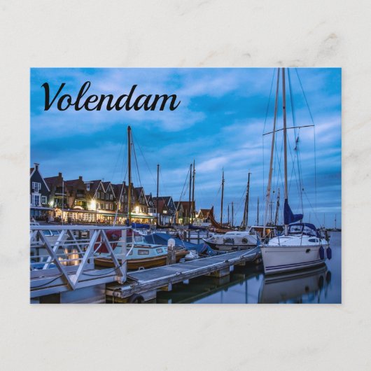 伝統的魚釣り町夜景はがき ポストカード (正面)