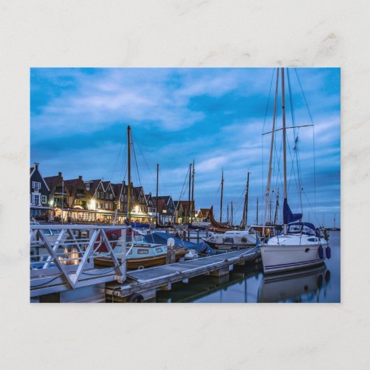 伝統的魚釣り街の夜景 ポストカード (正面)