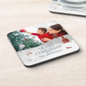 伝統的1素朴枚の写真Winter Merry Chrimas コースター (左側)