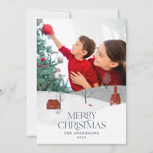 伝統的1素朴枚の写真Winter Merry Chrimas シーズンカード (正面)