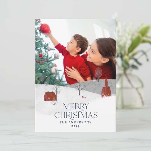 伝統的1素朴枚の写真Winter Merry Chrimas シーズンカード (スタンド正面)