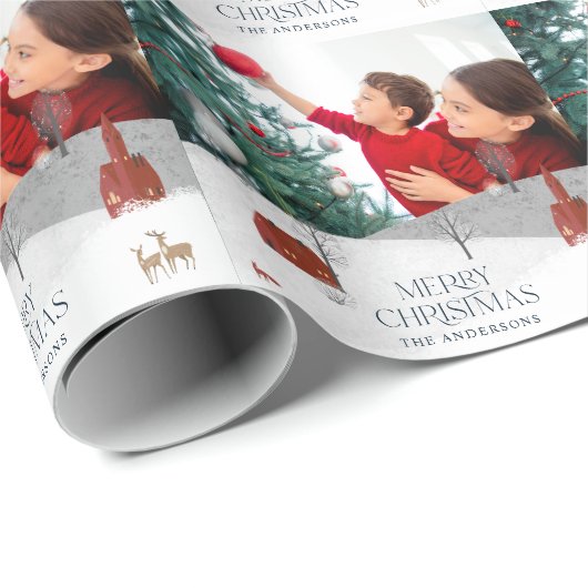 伝統的1素朴枚の写真Winter Merry Chrimas ラッピングペーパー (ロールコーナー)