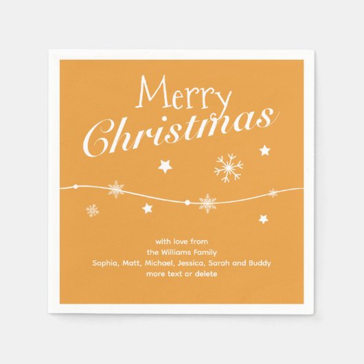 伝統的 – ゴールデンオレンジクリスマスナプキンス スタンダードカクテルナプキン (正面)