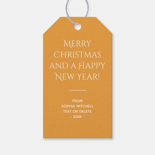 伝統的 – ゴールデンオレンジ – ミニマリストのギフトラベル ギフトタグ (正面)