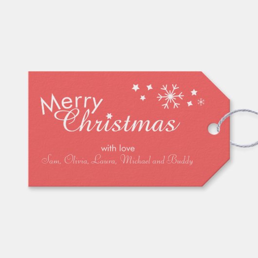 伝統的 – ソフトレッド – カスタマイズ可能なギフトラベル ギフトタグ (正面(横))