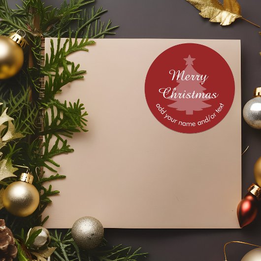 伝統的 – ダークレッドカスタムクリスマスシール ラウンドシール