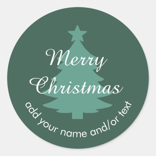 伝統的 -ティール(緑がかった色)グリーンカスタムクリスマスシール ラウンドシール (正面)