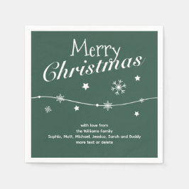 伝統的 -ティール（緑がかった色）グリーン – クリスマスナプキンス スタンダードカクテルナプキン