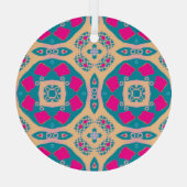 伝統的，ペルーのパッチワーク，タイル模様 ガラスオーナメント (裏面)