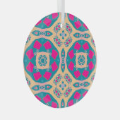 伝統的，ペルーのパッチワーク，タイル模様 ガラスオーナメント (正面右)