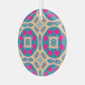 伝統的，ペルーのパッチワーク，タイル模様 ガラスオーナメント (正面左)