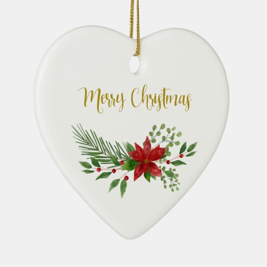 伝統的&ポエレガントインセッティアクリスマスリース セラミックオーナメント (右)