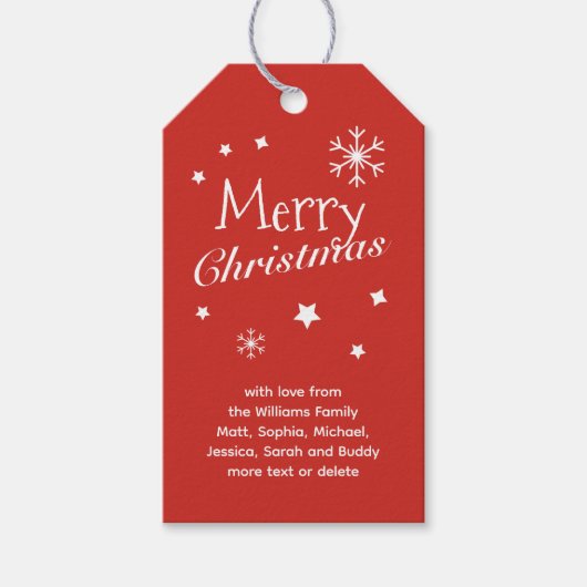 伝統的 – 明るい赤 – クリスマスギフトタグ ギフトタグ (正面)