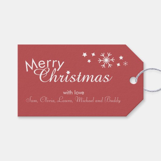 伝統的 – 暖赤 – カスタマイズ可能な贈り物ラベル ギフトタグ (正面(横))