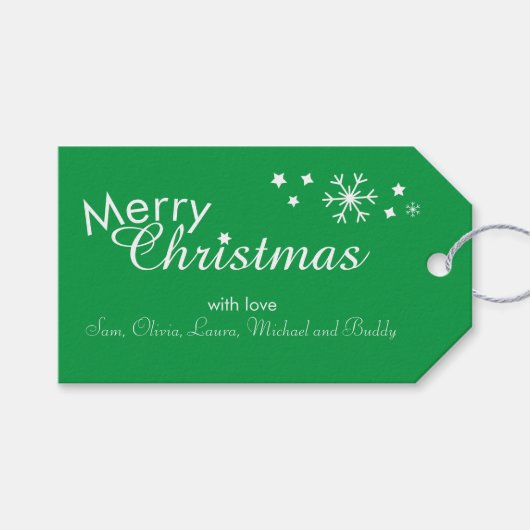 伝統的 – 鮮やかな緑のカスタマイズ可能なギフトラベル ギフトタグ (正面(横))