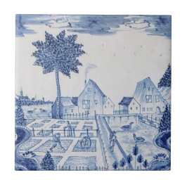 伝統的Delft Tile with Country Estate-32 タイル