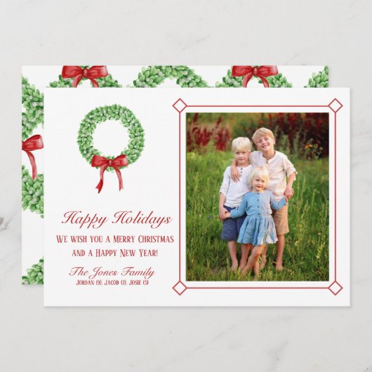 伝統的Garland Christmas Card シーズンカード (正面/裏面)