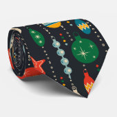 伝統的ornametsネイビー青クリスマス ネクタイ (ロール)