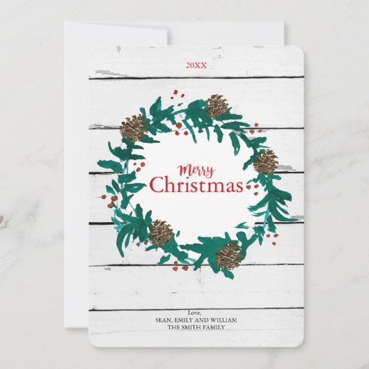 伝統的Pineconesカード付きクリスマスリース シーズンカード (正面)