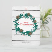 伝統的Pineconesカード付きクリスマスリース シーズンカード (スタンド正面)