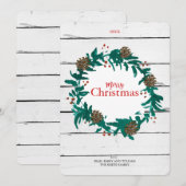 伝統的Pineconesカード付きクリスマスリース シーズンカード (正面/裏面)