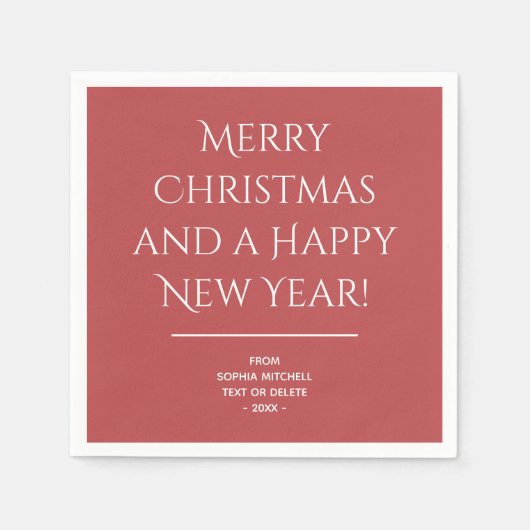 伝統的Warm Red - Merry Christmasナプキン スタンダードカクテルナプキン (正面)